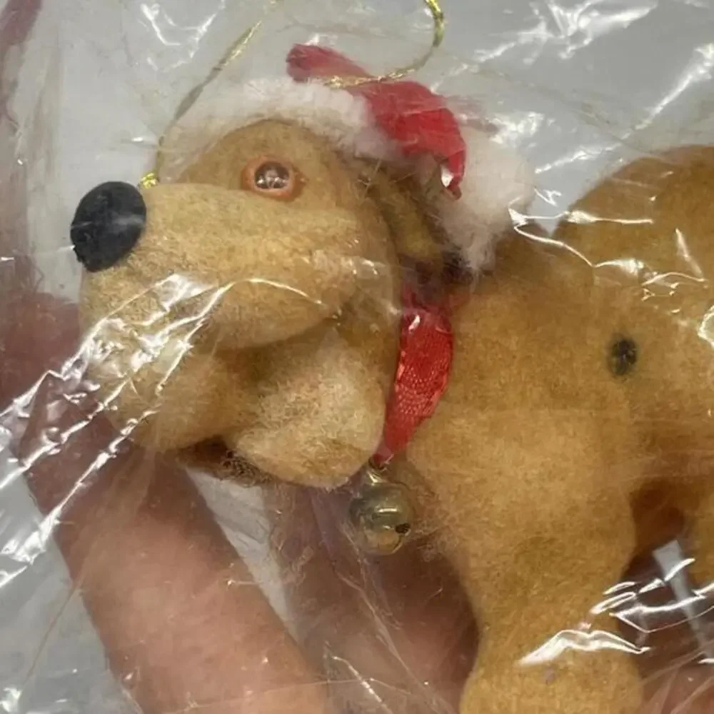 Dog Peeing Lifting Leg Vintage Flocked Christmas Ornament Sprouse‎ Reitz